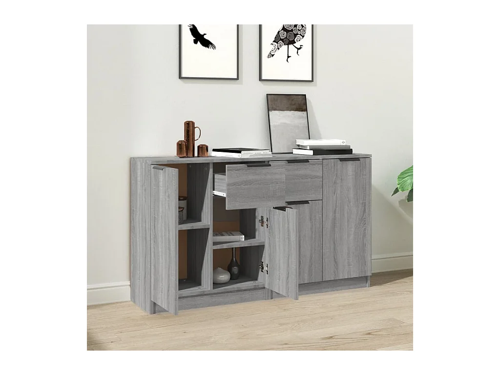 Buffets | Bahuts | Meuble de rangement 2 pcs Sonoma gris 60x30x70 cm Bois d'ingénierie