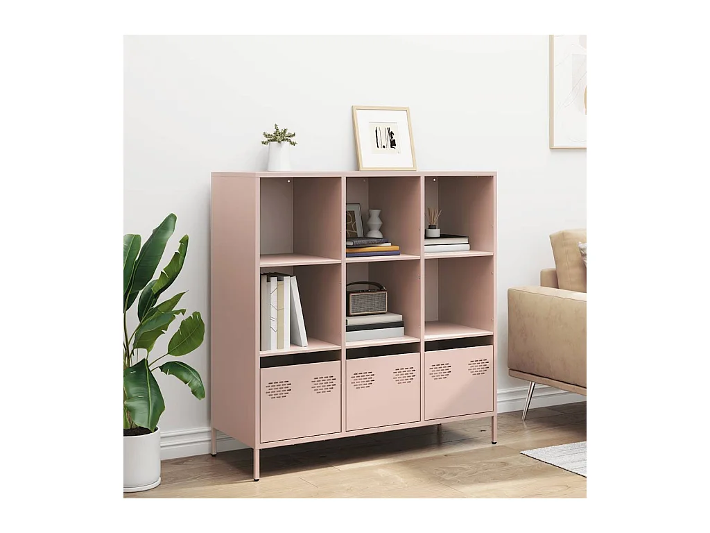 Credenza | Buffet | Armadio Rosa 101,5x39x103,5 cm in Acciaio