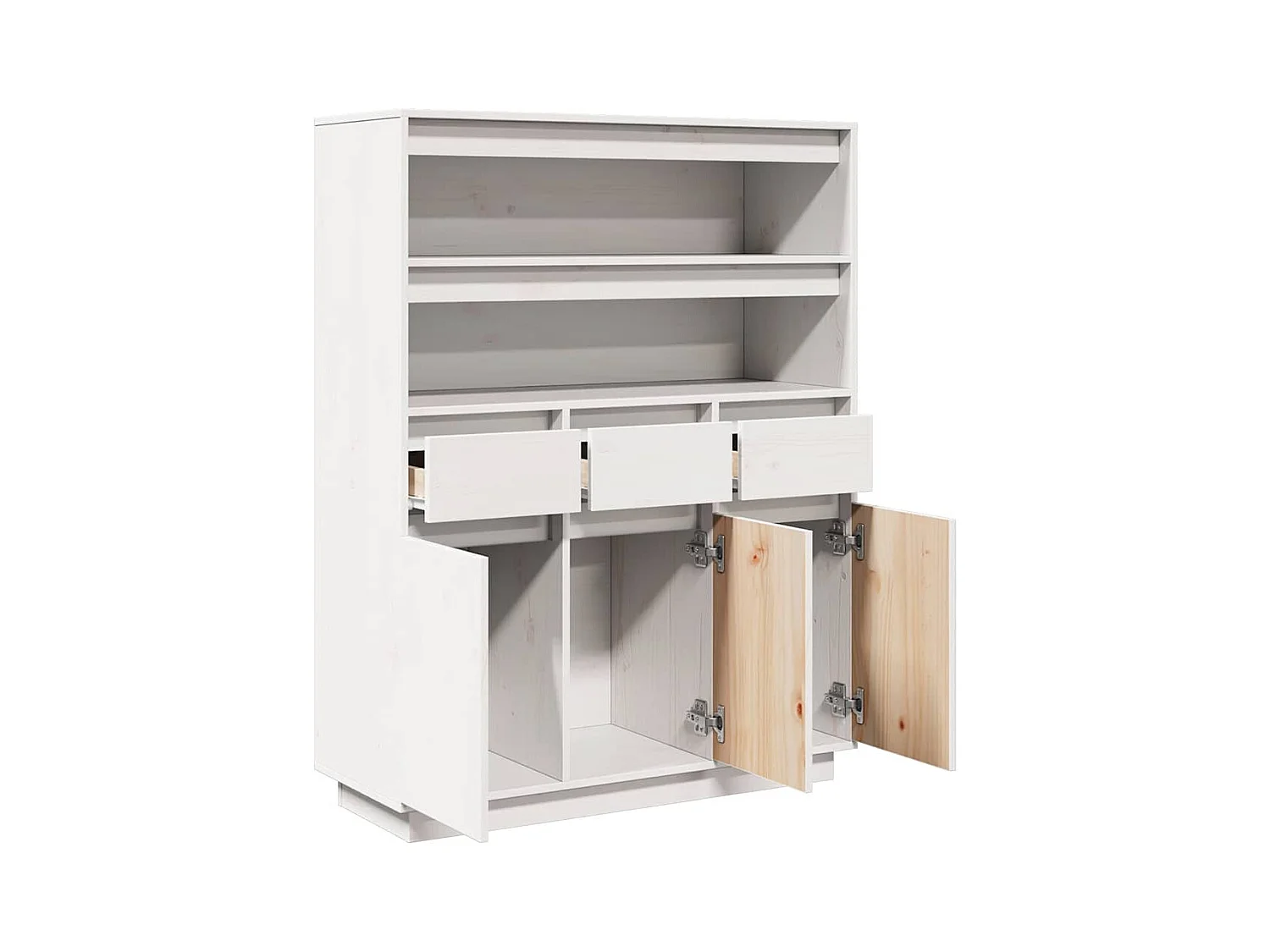 Buffet | Bahut | Meuble de rangement haut blanc 89x34x116,5 cm bois massif de pin