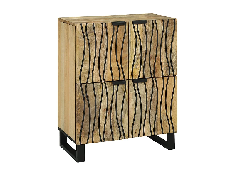 Buffet | Bahut | Meuble de rangement 60 x 33,5 x 75 cm - Fabriqué en bois de mangue massif et bois d'ingénierie