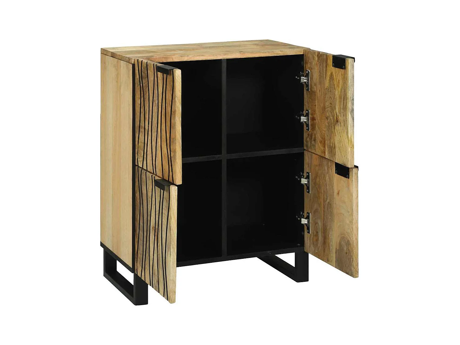 Buffet | Bahut | Meuble de rangement 60 x 33,5 x 75 cm - Fabriqué en bois de mangue massif et bois d'ingénierie