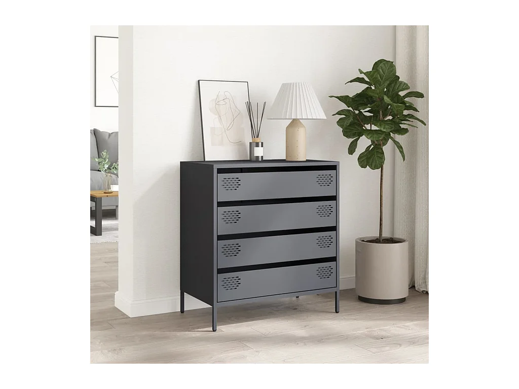 Credenza | Buffet | Armadio Antracite 68x39x73,5 cm in Acciaio Laminato a Freddo