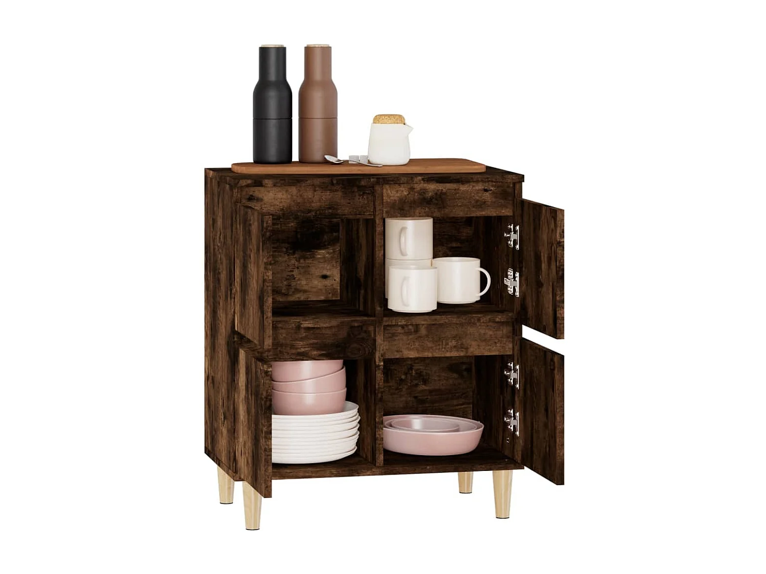 Buffet | Bahut | Meuble de rangement Chêne fumé 60x35x70 cm Bois d'ingénierie