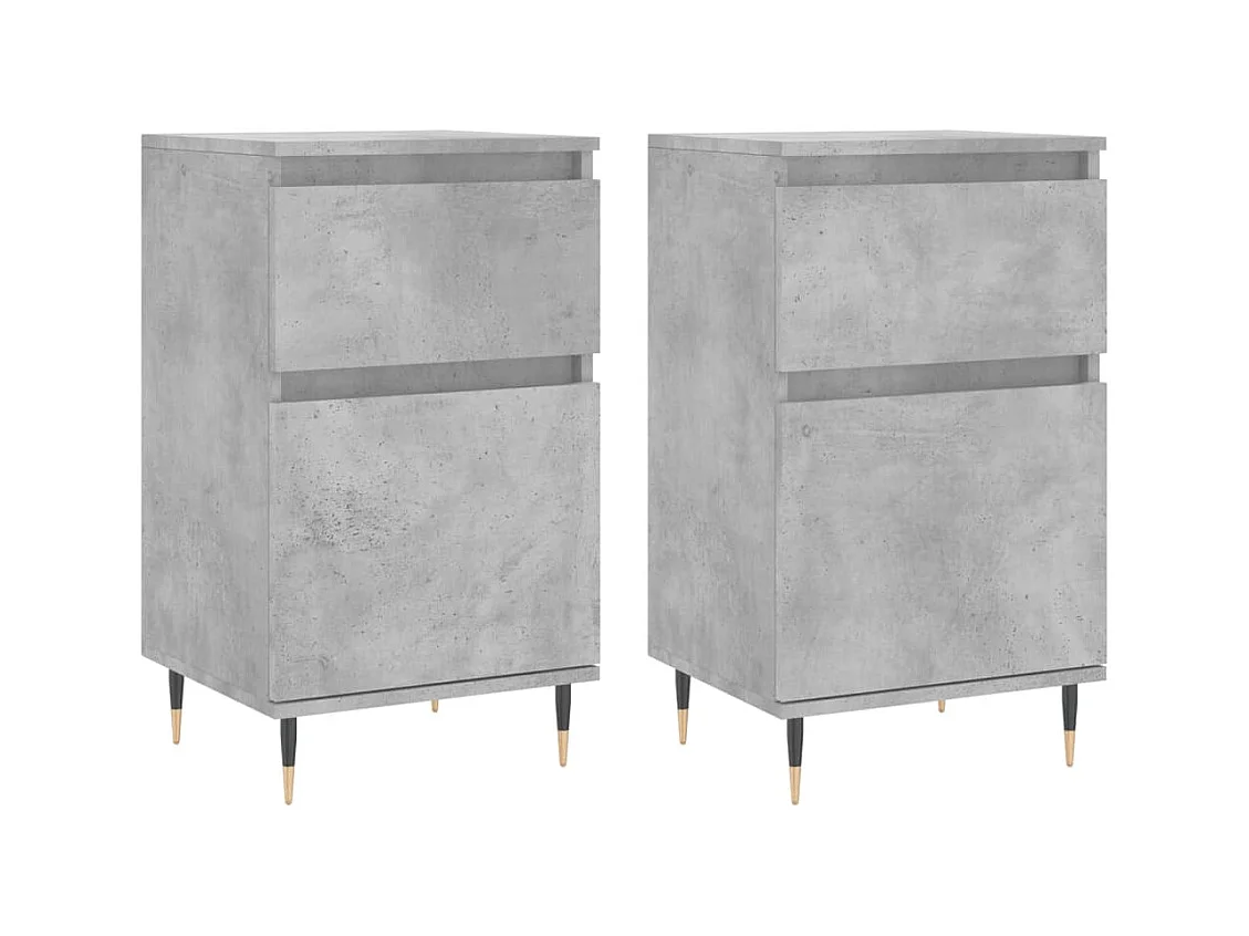 Credenze | Buffet | Armadi 2 pz Grigio Cemento 40x35x70 cm in Legno Multistrato