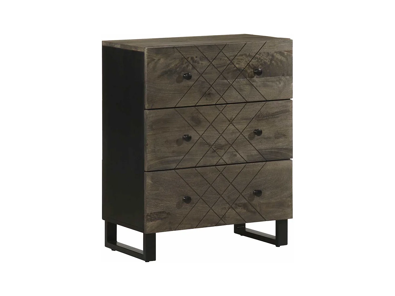 Buffets | Bahuts | Meuble de rangement 2 pcs noir 60x33x75 cm bois massif de manguier