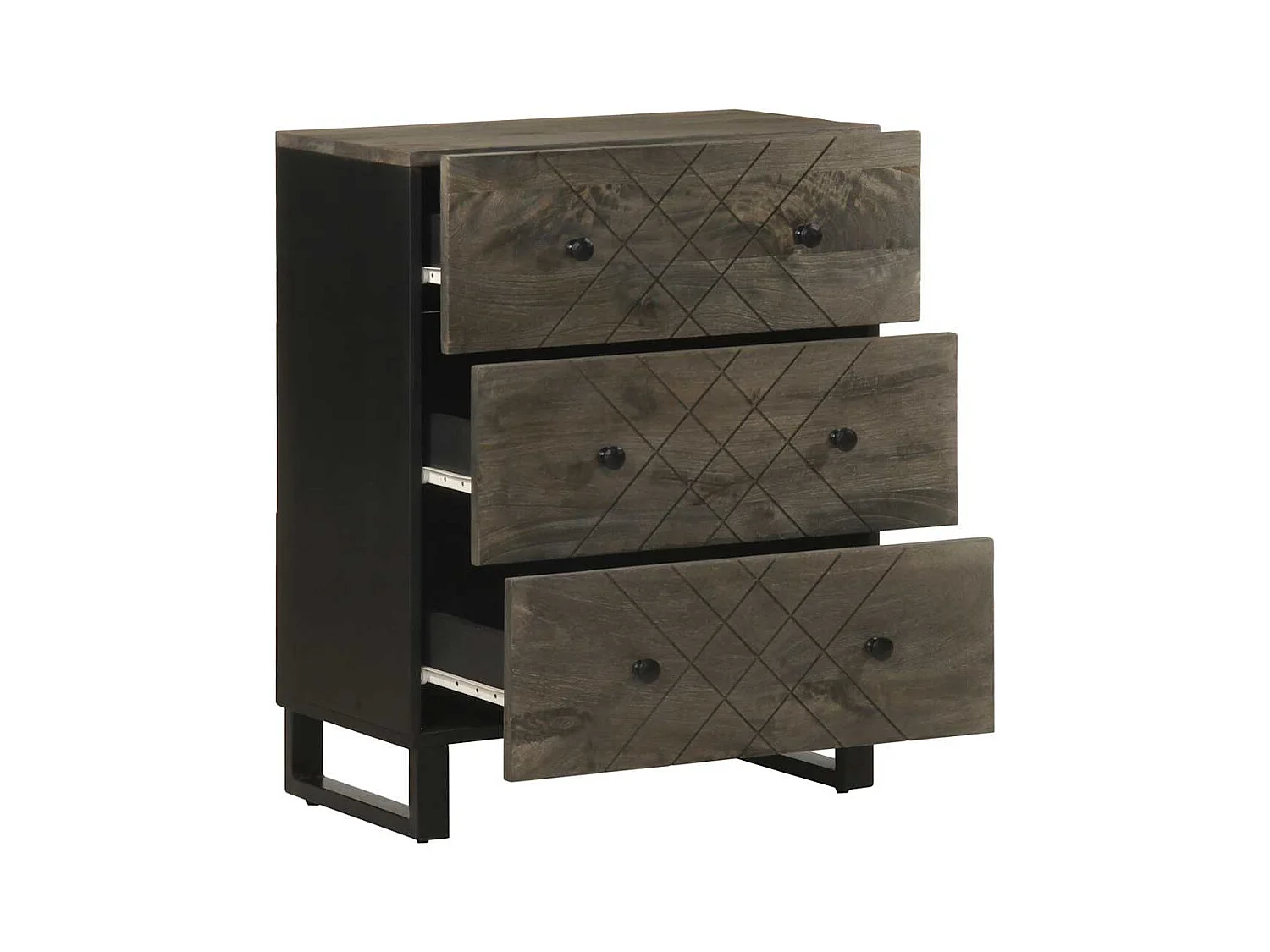 Buffets | Bahuts | Meuble de rangement 2 pcs noir 60x33x75 cm bois massif de manguier