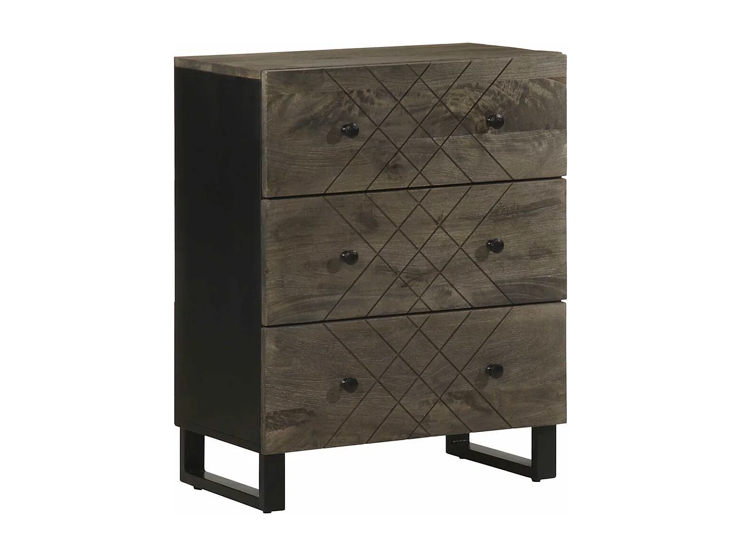 Buffets | Bahuts | Meuble de rangement 2 pcs noir 60x33x75 cm bois massif de manguier