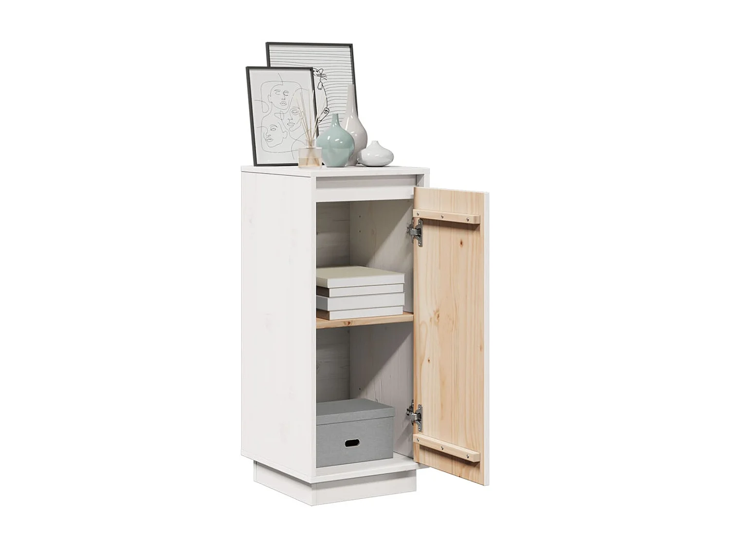Buffet | Bahut | Meuble de rangement Blanc 31,5x34x75 cm Bois massif de pin