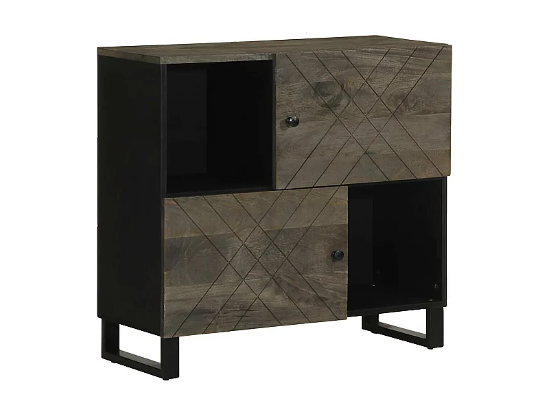 Credenza | Buffet | Armadio Nera 80x33x75 cm in Legno Massello di Mango