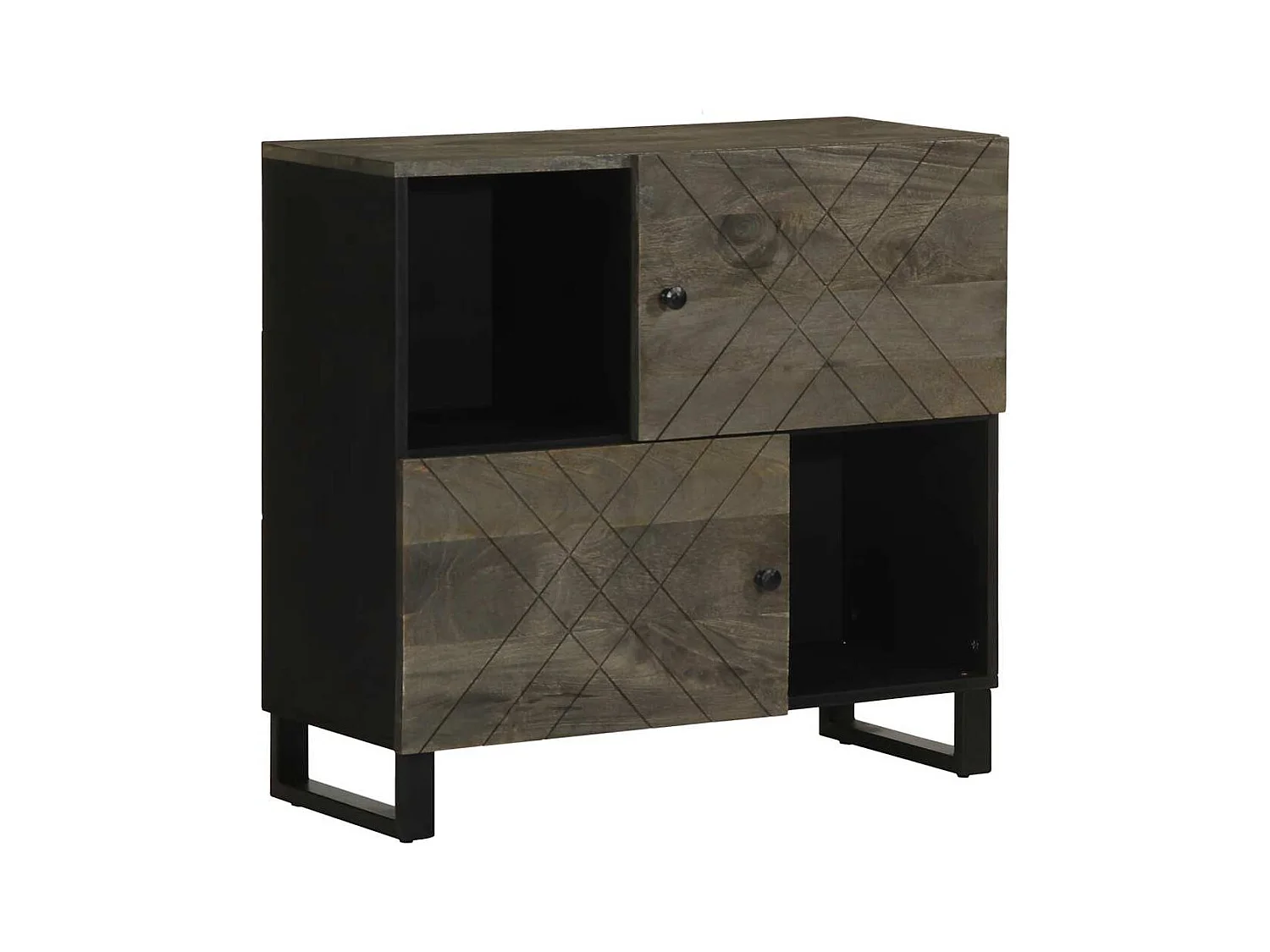 Buffet | Bahut | Meuble de rangement noir 80x33x75 cm bois massif de manguier