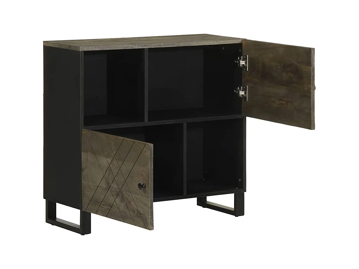 Buffet | Bahut | Meuble de rangement noir 80x33x75 cm bois massif de manguier