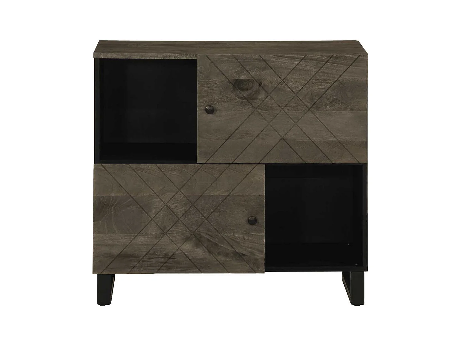 Buffet | Bahut | Meuble de rangement noir 80x33x75 cm bois massif de manguier