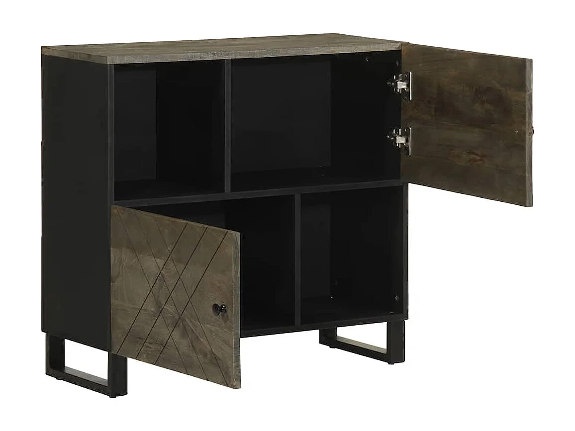 Credenza | Buffet | Armadio Nera 80x33x75 cm in Legno Massello di Mango