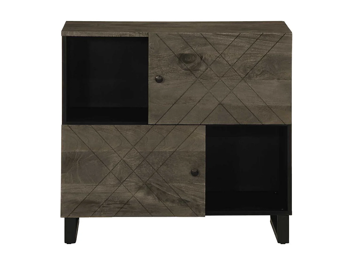 Credenza | Buffet | Armadio Nera 80x33x75 cm in Legno Massello di Mango