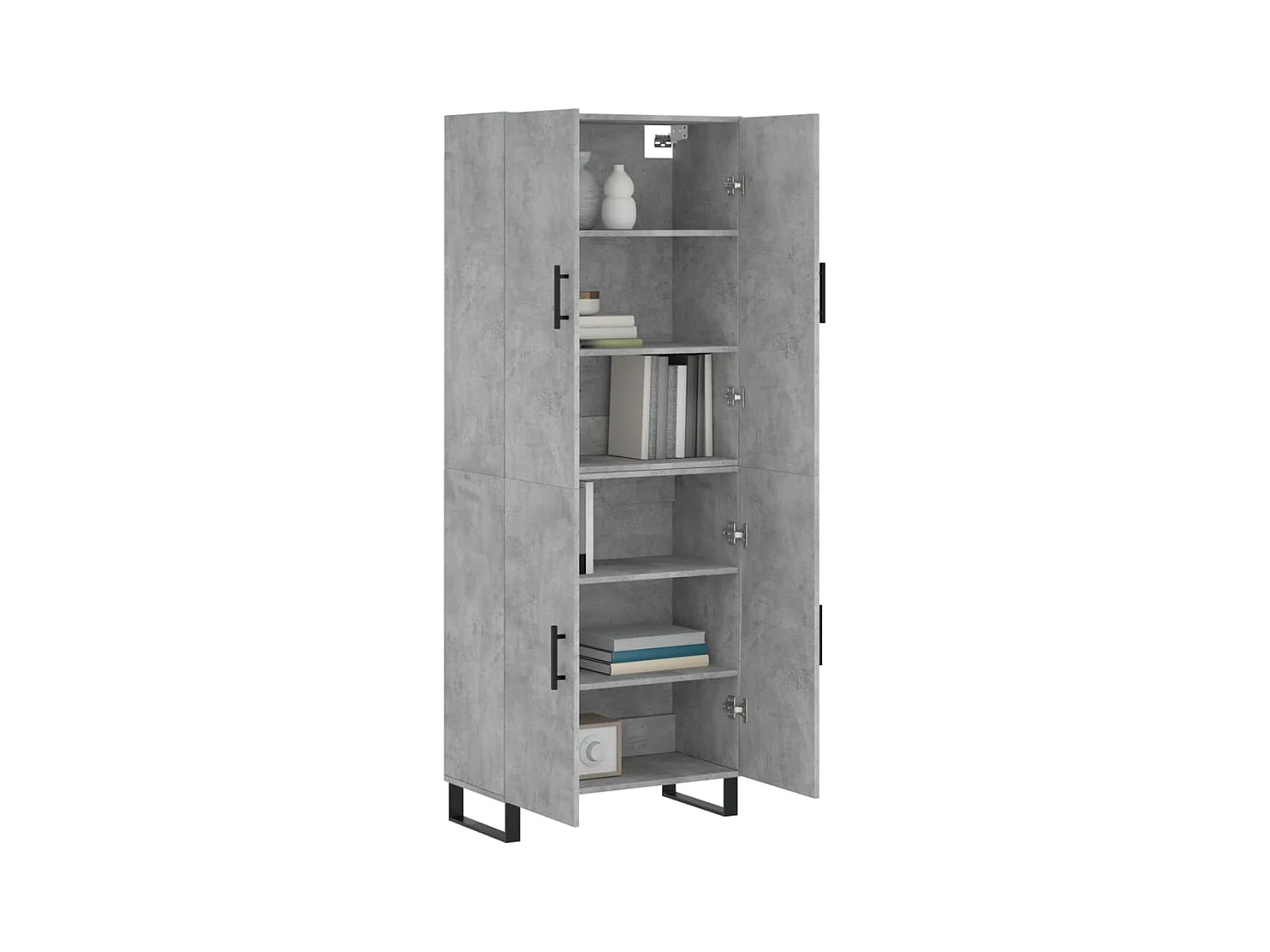 Buffet | Bahut | Meuble de rangement haut Gris béton 69,5x34x180 cm Bois d'ingénierie