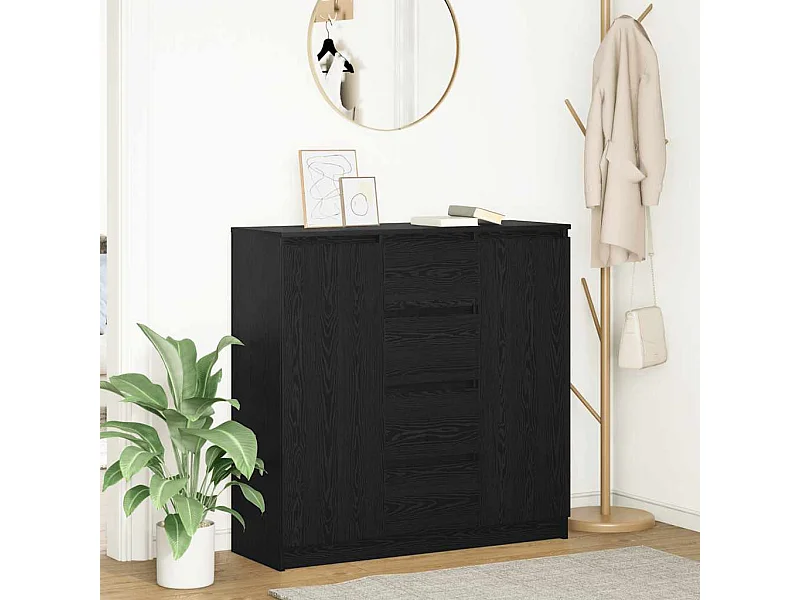 Buffet | Commode à tiroir | Meuble de rangement avec tiroirs chêne noir 100,5x35x98,5 cm bois ingénierie