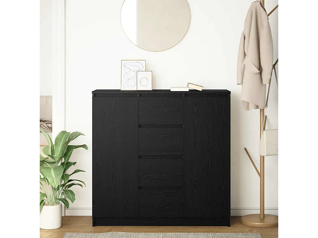 Buffet | Commode à tiroir | Meuble de rangement avec tiroirs chêne noir 100,5x35x98,5 cm bois ingénierie
