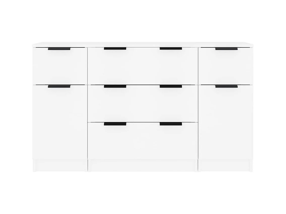 Buffet | Commode à tiroir | Meuble de rangements | Bahuts | Meuble de rangement 3 pcs Blanc Bois d'ingénierie