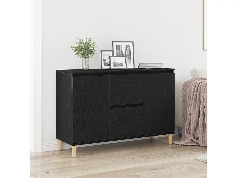 Buffet | Bahut | Meuble de rangement Noir Chêne 101x35x60 cm Bois reconstitué
