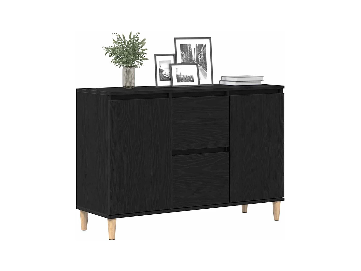 Buffet | Bahut | Meuble de rangement Noir Chêne 101x35x60 cm Bois reconstitué