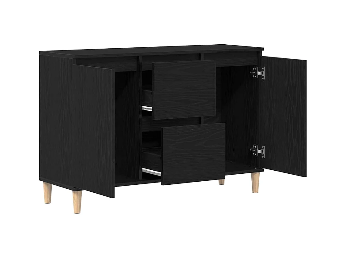 Buffet | Bahut | Meuble de rangement Noir Chêne 101x35x60 cm Bois reconstitué