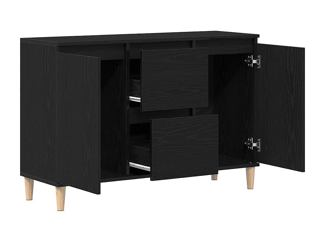 Buffet | Bahut | Meuble de rangement Noir Chêne 101x35x60 cm Bois reconstitué