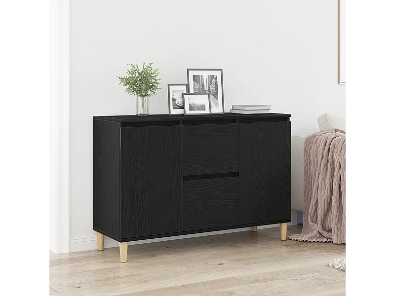 Buffet | Bahut | Meuble de rangement Noir Chêne 101x35x60 cm Bois reconstitué