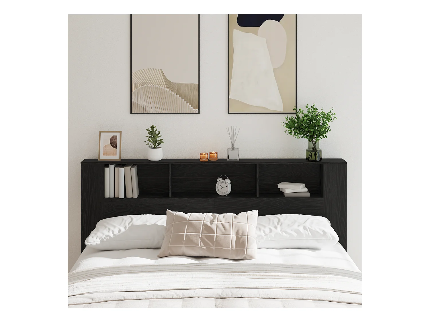 Buffet | Bahut | Meuble de rangement de tête Chêne noir 200x18,5x104,5 cm