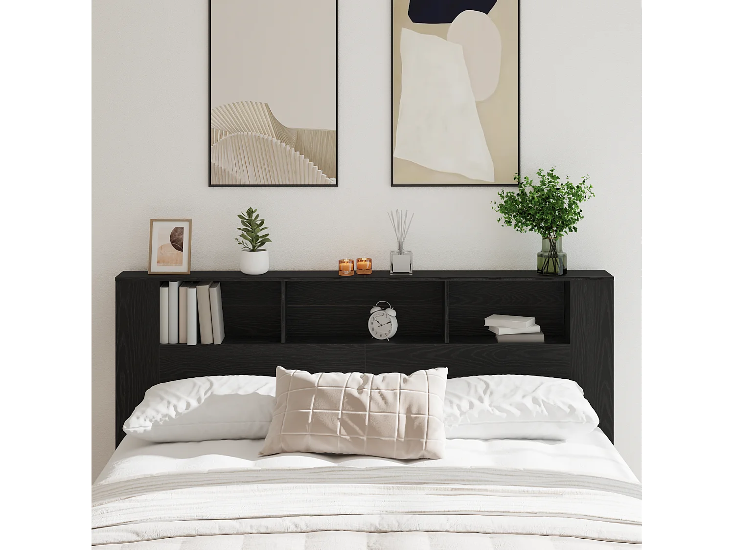 Buffet | Bahut | Meuble de rangement de tête Chêne noir 200x18,5x104,5 cm