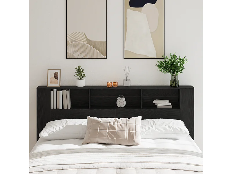 Buffet | Bahut | Meuble de rangement de tête Chêne noir 200x18,5x104,5 cm