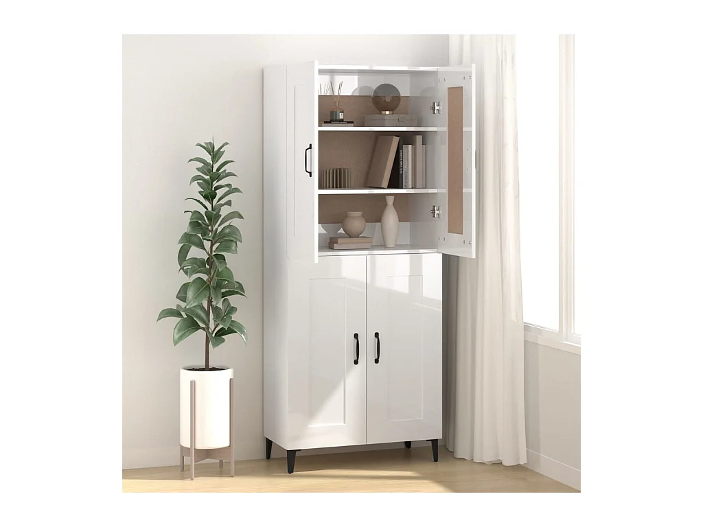 Buffet | Bahut | Meuble de rangement Blanc brillant 69,5x34x90 cm Bois d'ingénierie