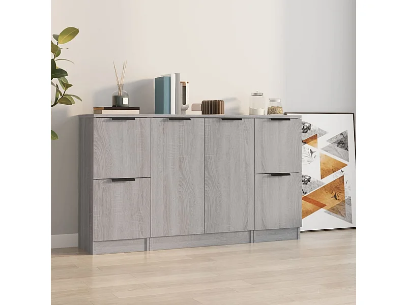 Buffets | Bahuts | Meuble de rangement 3 pcs Sonoma gris Bois d'ingénierie