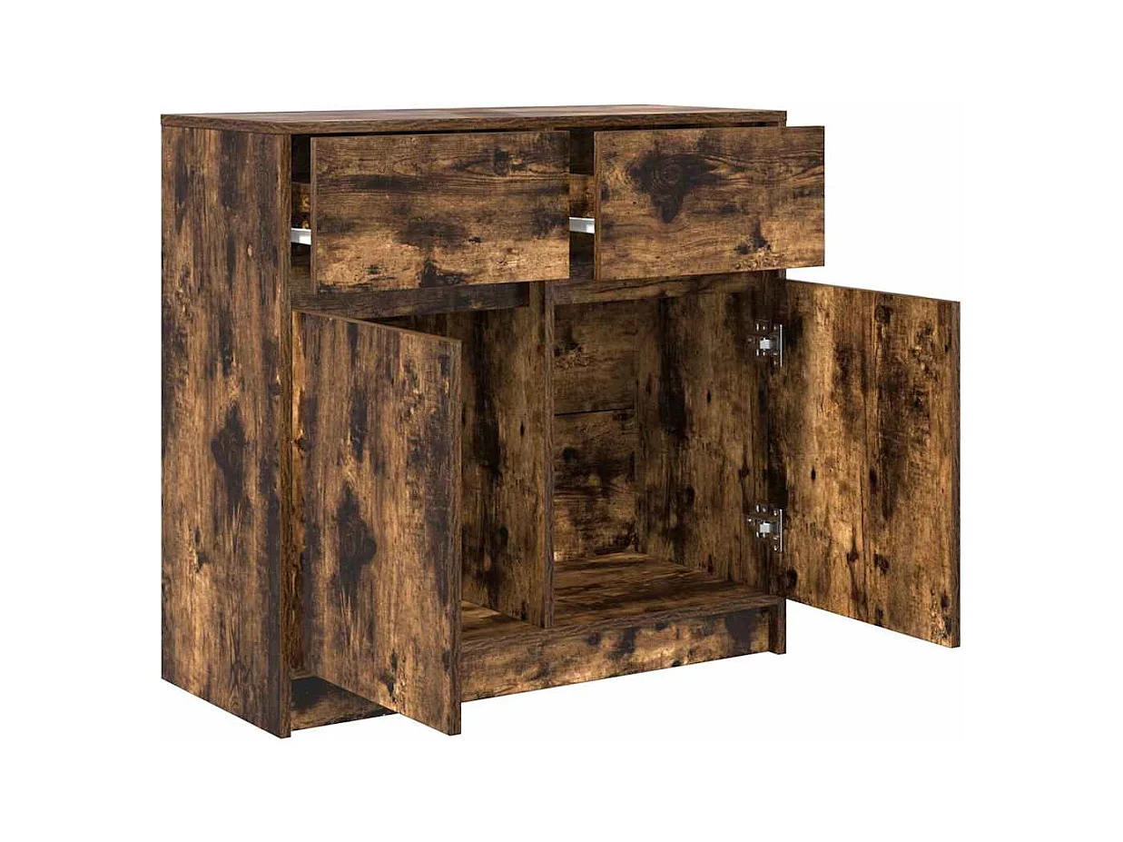 Credenza | Buffet | Armadio con Cassetto Rovere Fumo 80x34x76 cm in Truciolato