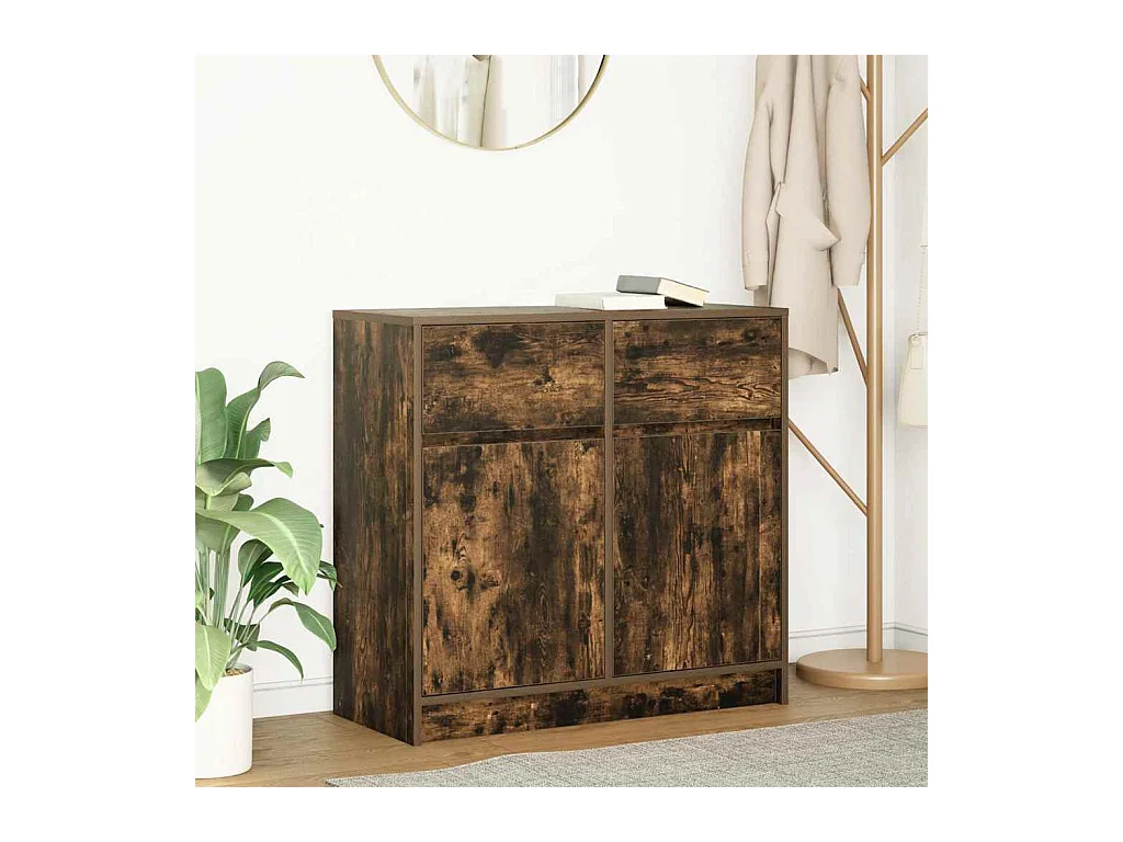 Credenza | Buffet | Armadio con Cassetto Rovere Fumo 80x34x76 cm in Truciolato