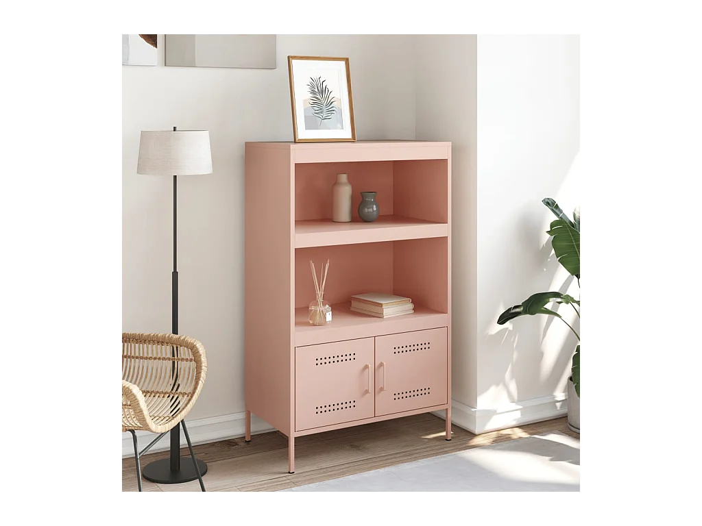 Buffet | Bahut | Meuble de rangement haut rose 68x39x113 cm acier