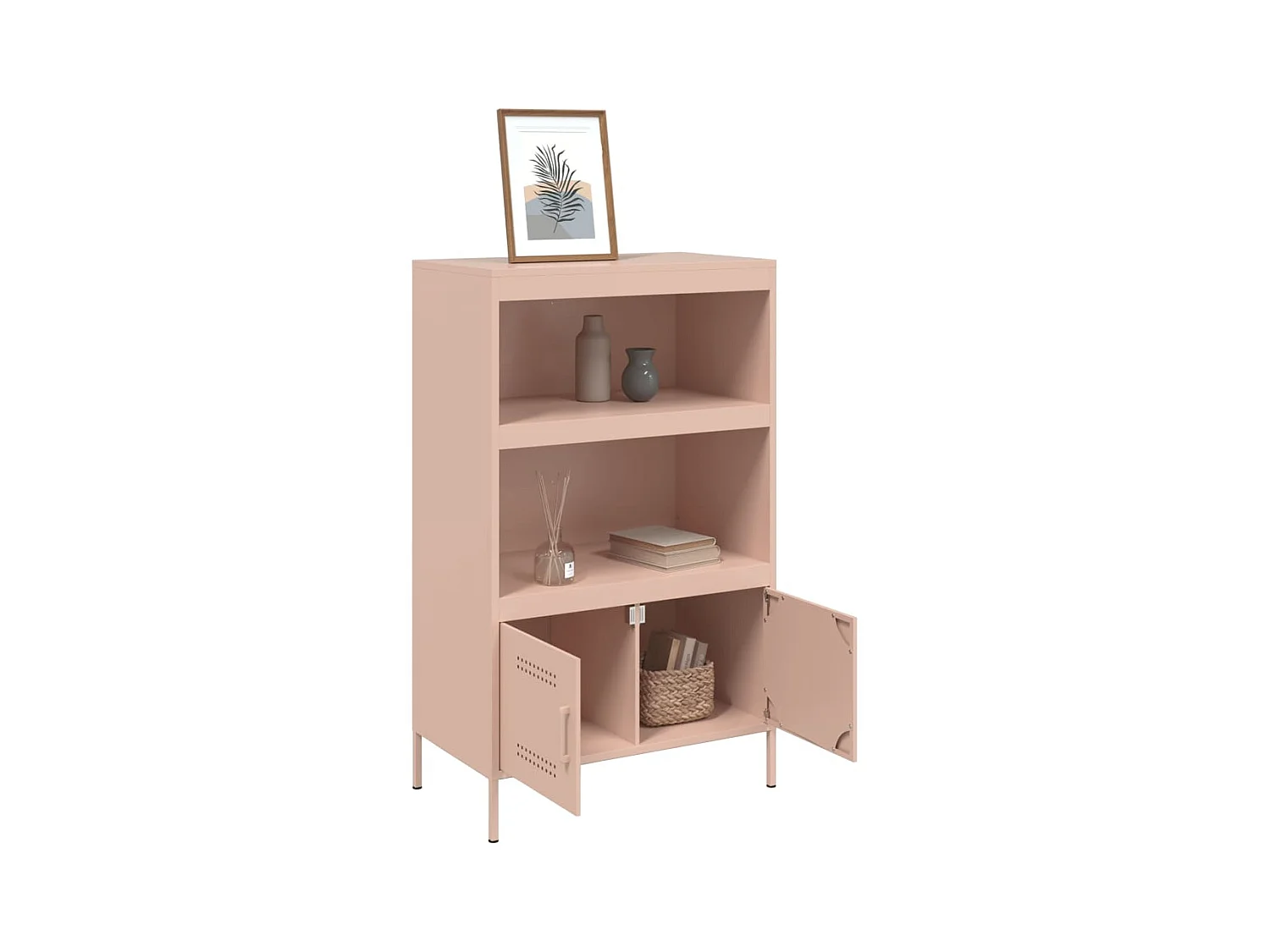 Buffet | Bahut | Meuble de rangement haut rose 68x39x113 cm acier