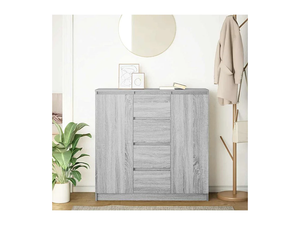 Buffet | Commode à tiroir | Meuble de rangement et tiroirs sonoma gris 100,5x35x98,5cm bois d'ingénierie