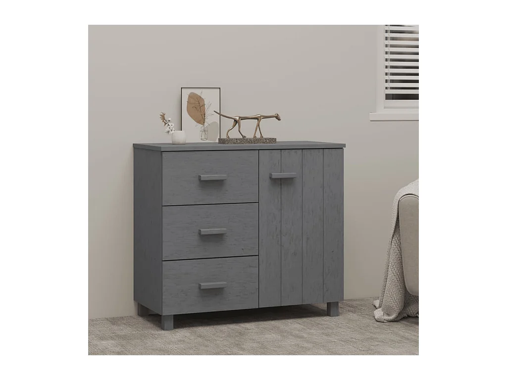 Credenza | Buffet | Armadio HAMAR Grigio Scuro 90x40x80 cm Legno Massello di Pino