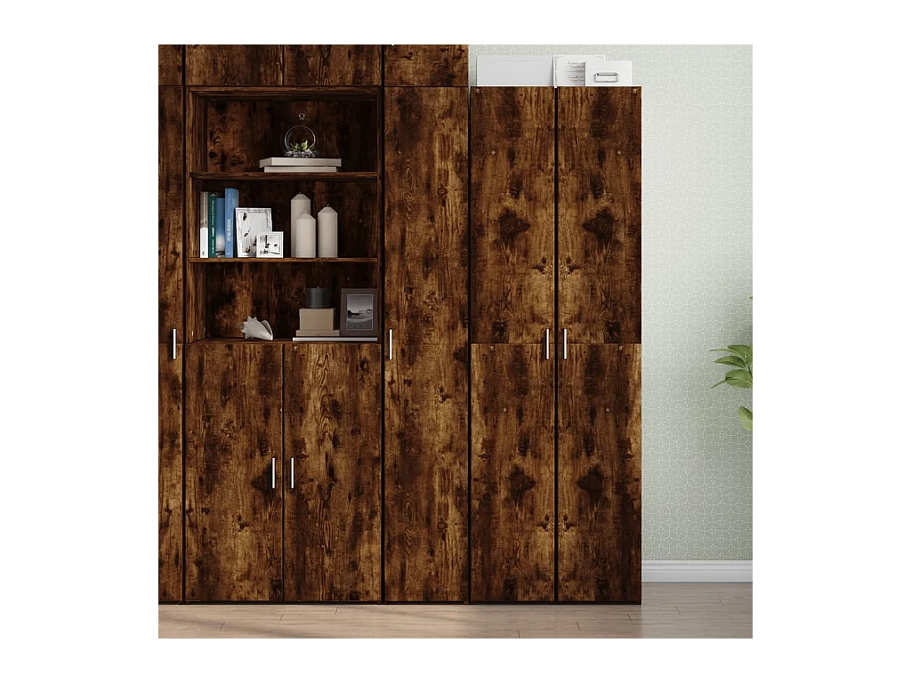 Buffet | Bahut | Meuble de rangement haut chêne fumé 30x42,5x185 cm bois d'ingénierie