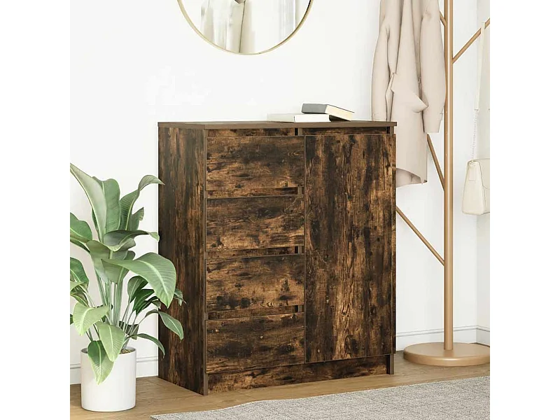 Buffet | Commode à tiroir | Meuble de rangement avec tiroirs chêne fumé 71x35x84 cm bois d'ingénierie