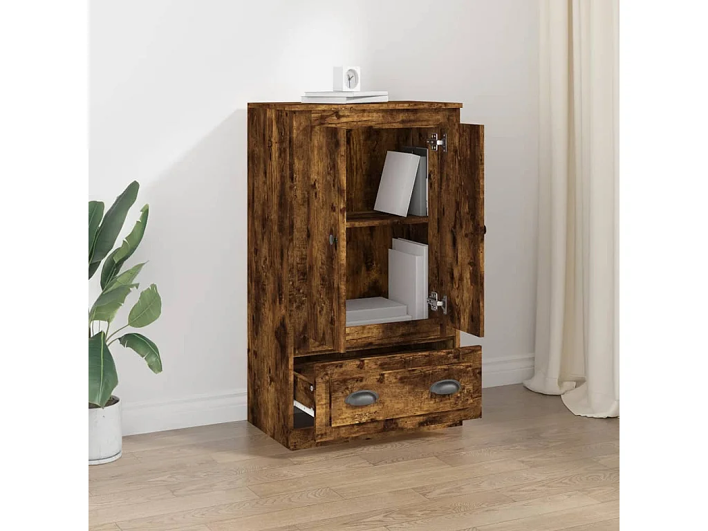 Buffet | Bahut | Meuble de rangement haut chêne fumé 60x35,5x103,5 cm bois d'ingénierie
