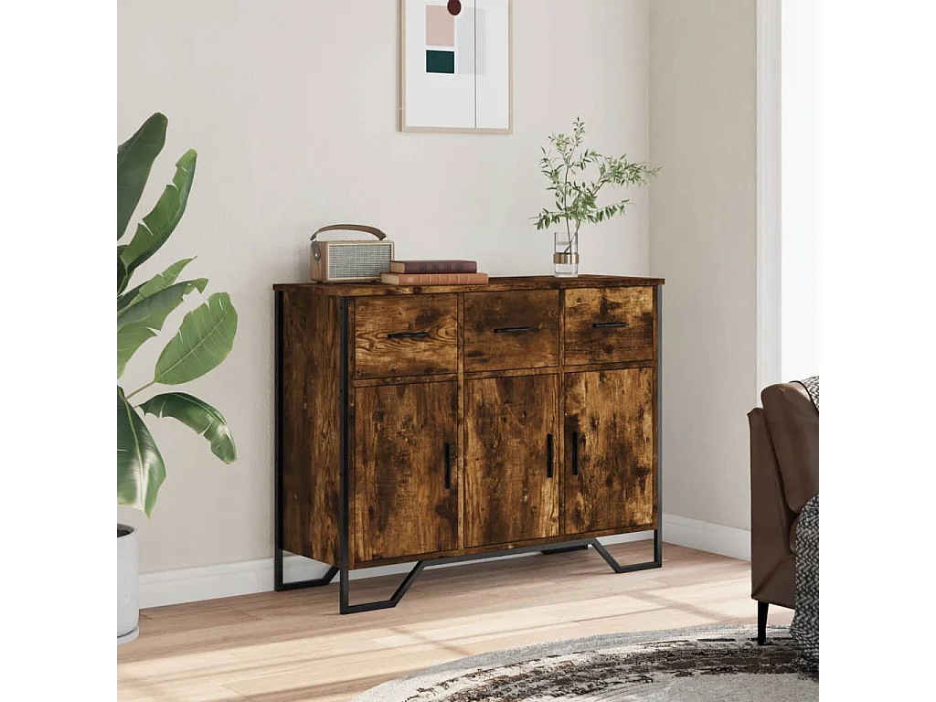 Buffet | Bahut | Meuble de rangement chêne fumé 97x32,5x74,5 cm bois d'ingénierie