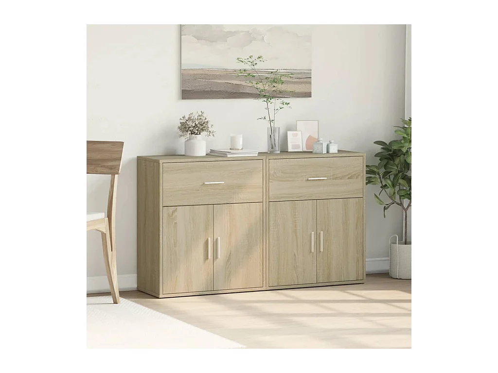 Buffets | Bahuts | Meuble de rangement 2 pcs chêne sonoma 60x31x70 cm bois d'ingénierie