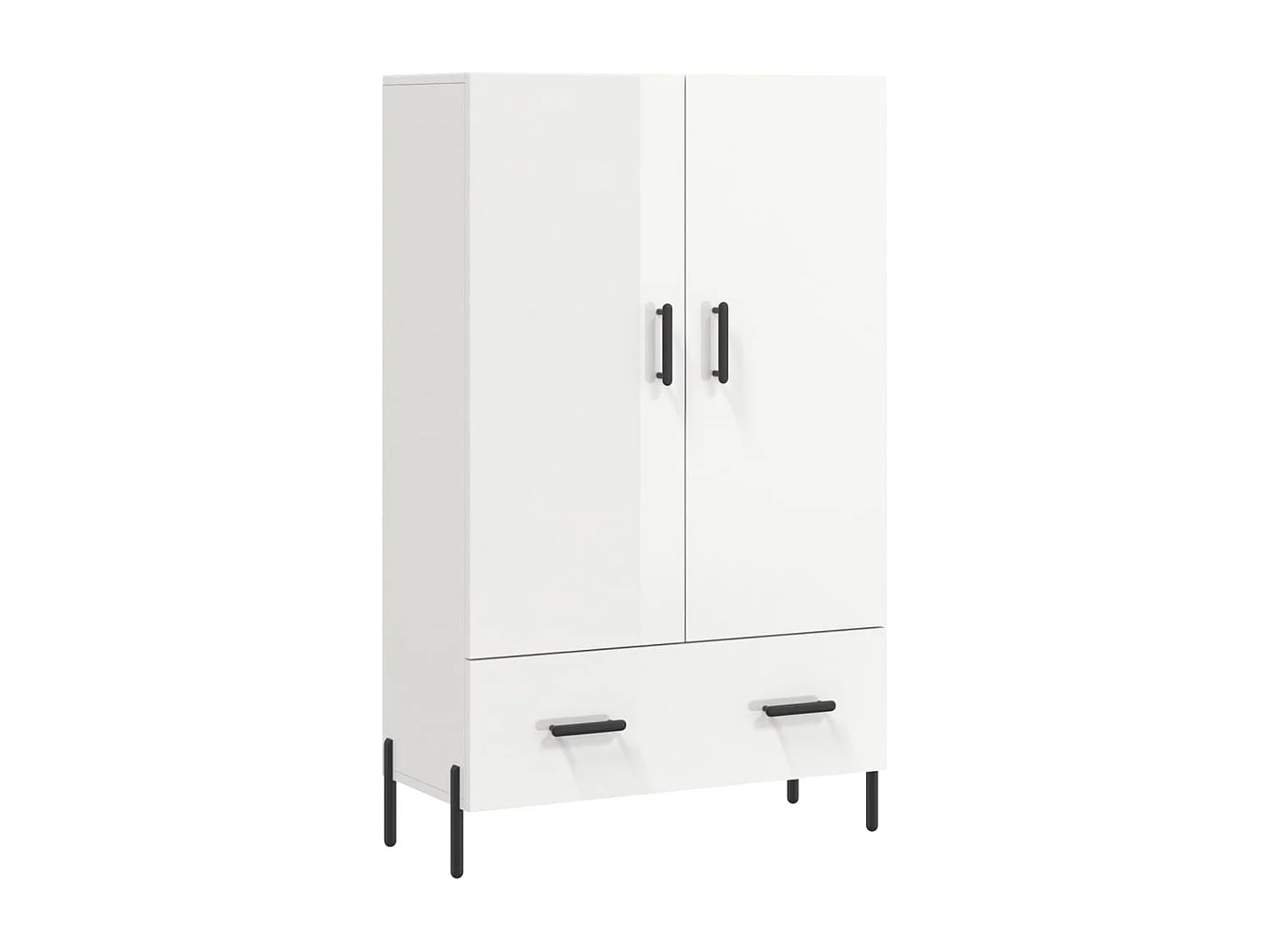 Buffet | Bahut | Meuble de rangement haut blanc brillant 69,5x31x115 cm bois d'ingénierie