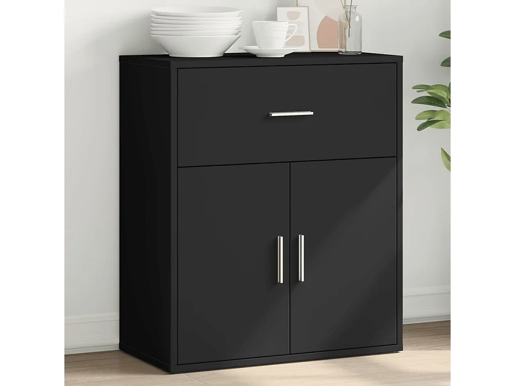 Buffet | Bahut | Meuble de rangement noir 60x31x70 cm bois d'ingénierie