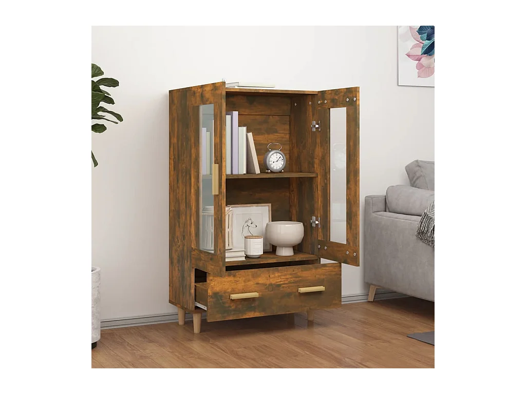 Buffet | Bahut | Meuble de rangement haut Chêne fumé 70x31x115 cm Bois d'ingénierie