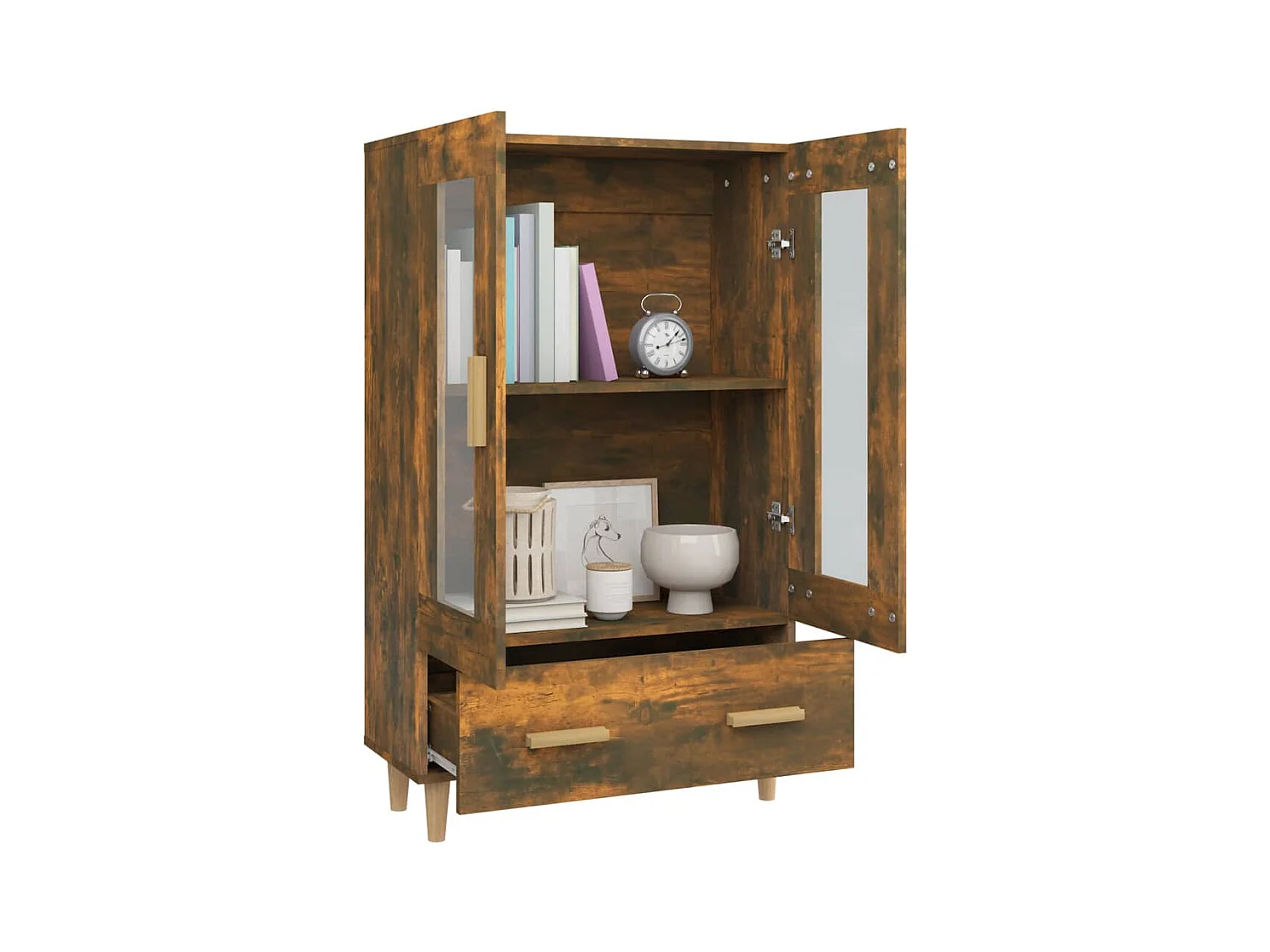 Buffet | Bahut | Meuble de rangement haut Chêne fumé 70x31x115 cm Bois d'ingénierie