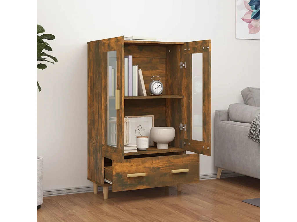 Credenza | Buffet | Armadio Rovere Fumo 70x31x115 cm in Legno Multistrato