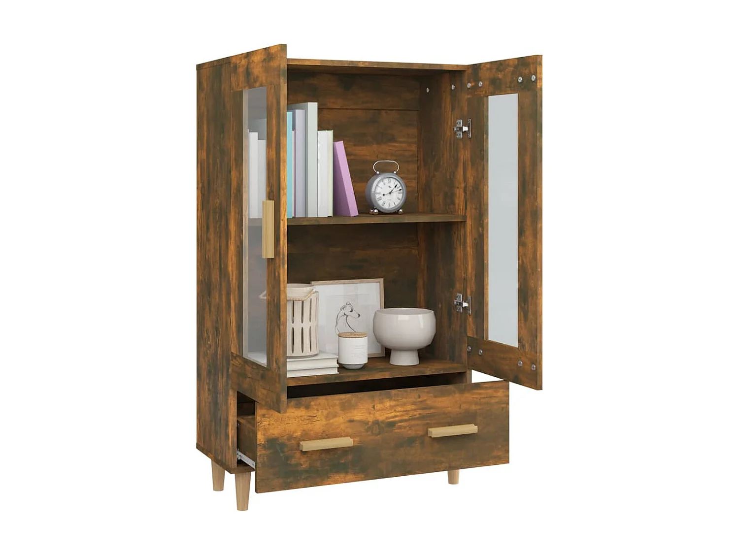 Credenza | Buffet | Armadio Rovere Fumo 70x31x115 cm in Legno Multistrato