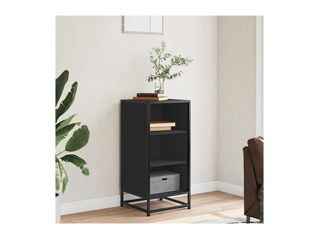 Credenza | Buffet | Armadio Rovere Nera 35,5x35x76 cm in Truciolato e Metallo